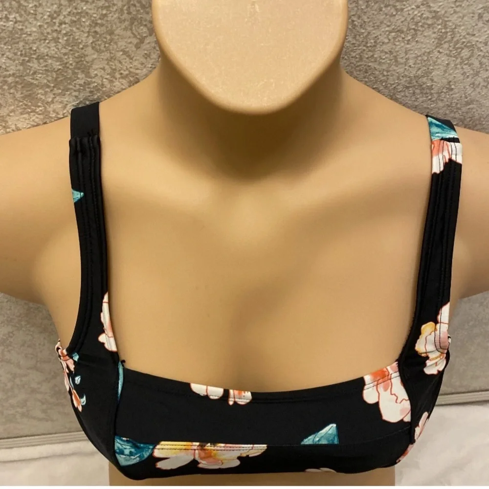 Xhilaration Black Floral Bikini Top
